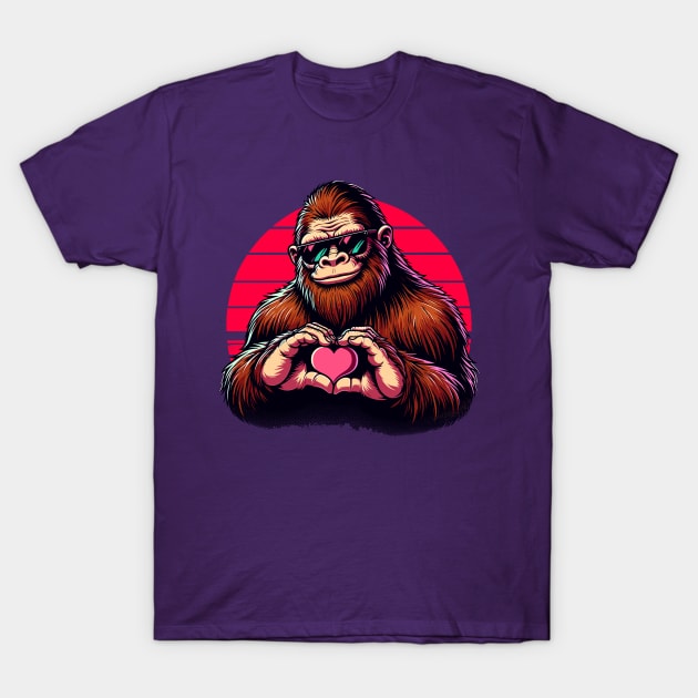 Bigfoot Sasquatch Lover Vintage Valentine's Day Romantic T-Shirt by DigitalNerd